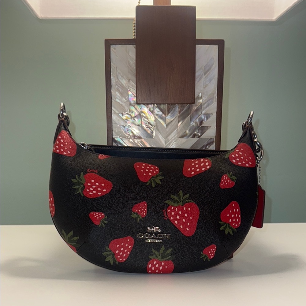Coach Black and Red Strawberry Print Women's Bag